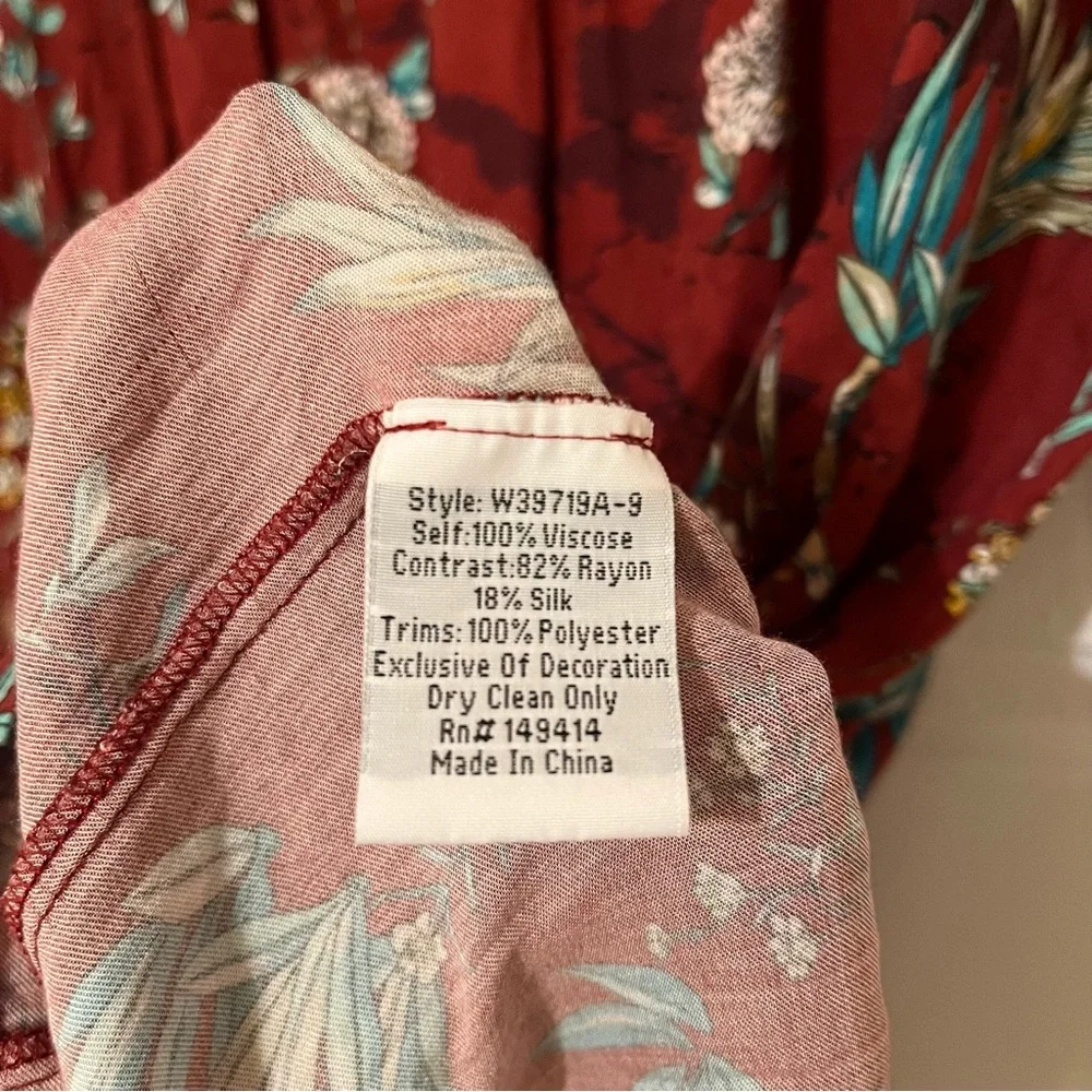 Johnny Was Workshop Dress XS Boho Loose Fit Effortless Tunic Bordeaux Velvet Red - Picture 7 of 9